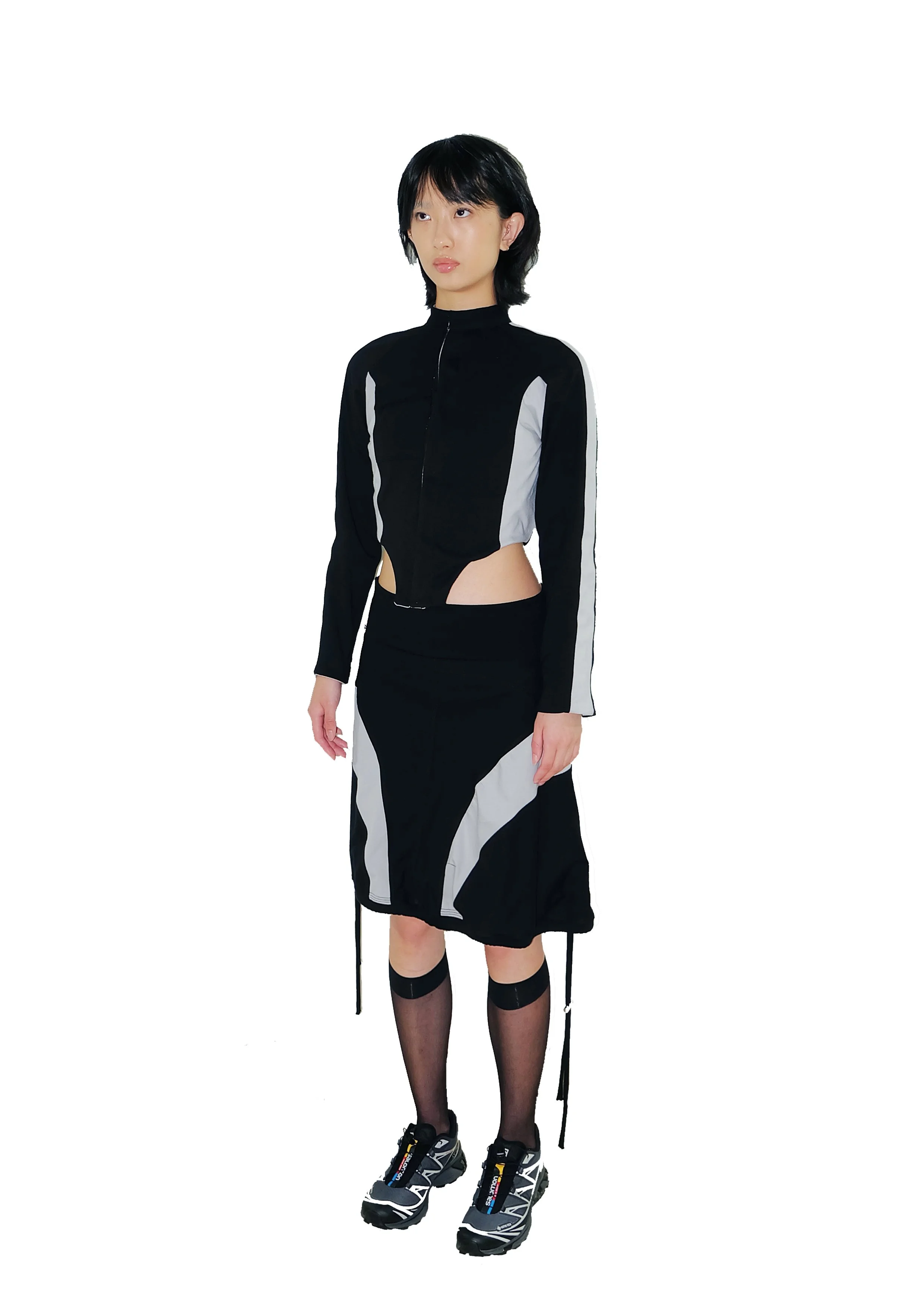 PLUG REVERSIBLE BALLOON SKIRT —BLACK/STEELE — TOILÉ STUDIOS